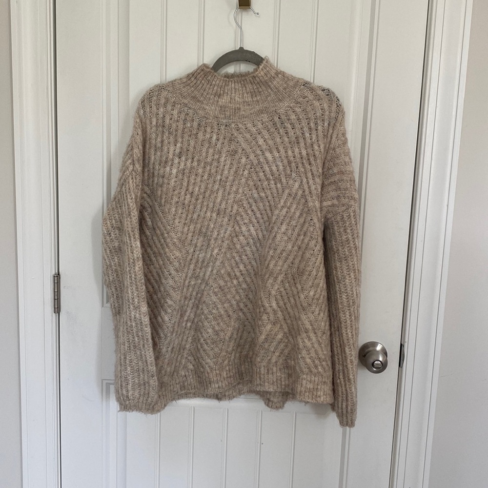 FRNCH brown/tan, grey, and cream sweater
